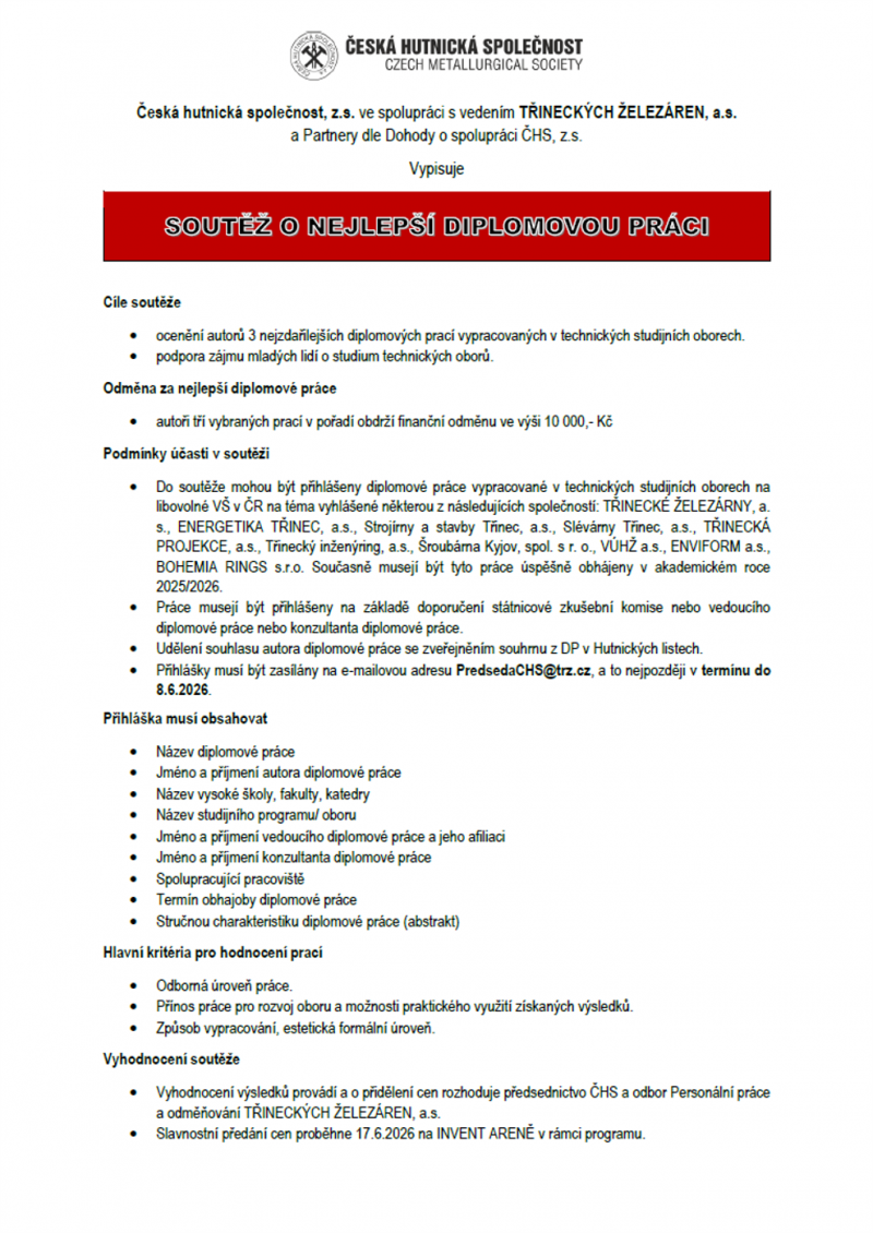 Soutěž o nejlepší diplomovou práci